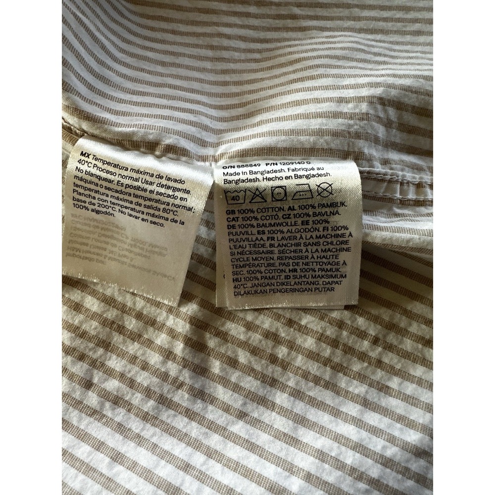 H&M Boys 5T Long Sleeve Button Up Collared Shirt White Tan Stripe 100% Cotton - Picture 4 of 4